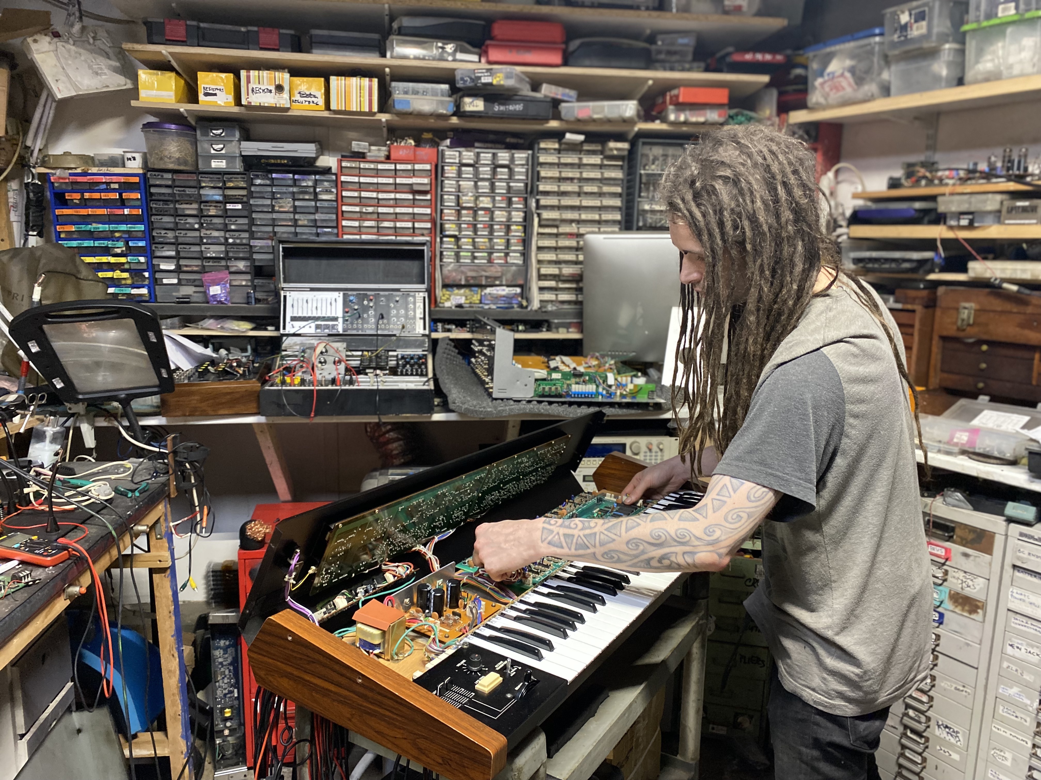 The workshop of Matt at Logarhythm hardware repair services - Audio Support: Logarhythm Hardware Repairs for Music Gear