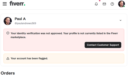 Fiverr Identity Not Approved Error